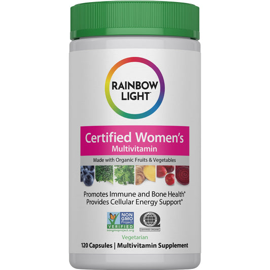 Rainbow Light Women's Multivitamin bottle for daily energy and wellness.