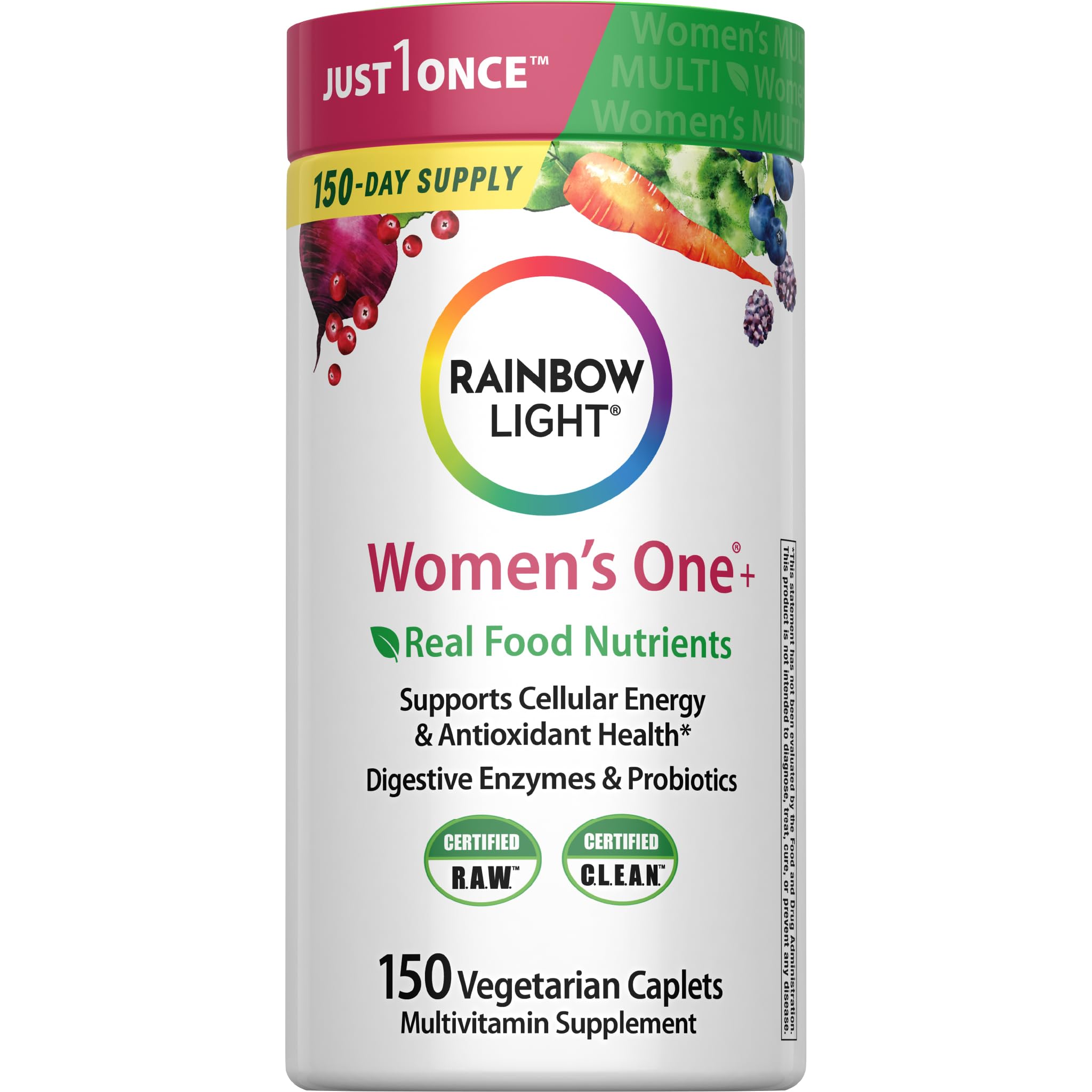 Rainbow Light Women's One high-potency bottle front for daily energy support