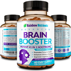 Rainbow Nutrients 40-in-1 Brain Booster box appeals to gift or bundle purchases.