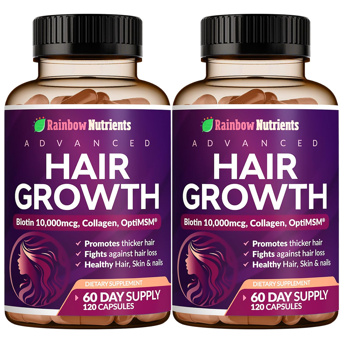Rainbow Nutrients Hair Growth bottle front for everyday hair support