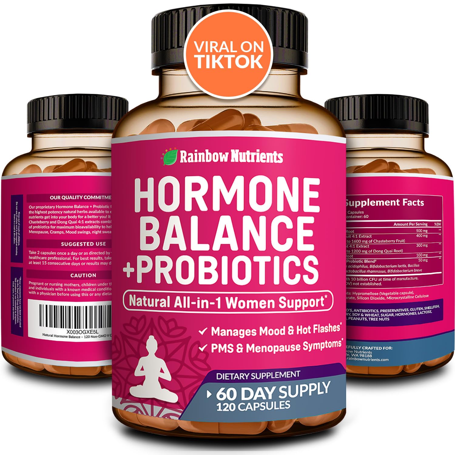 Rainbow Nutrients Hormone Balance bottle front view for menopause support