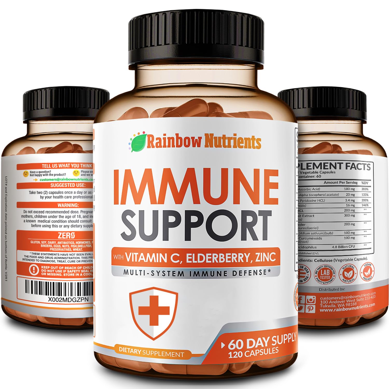 Rainbow Nutrients 10-in-1 bottle on the counter for daily immune support