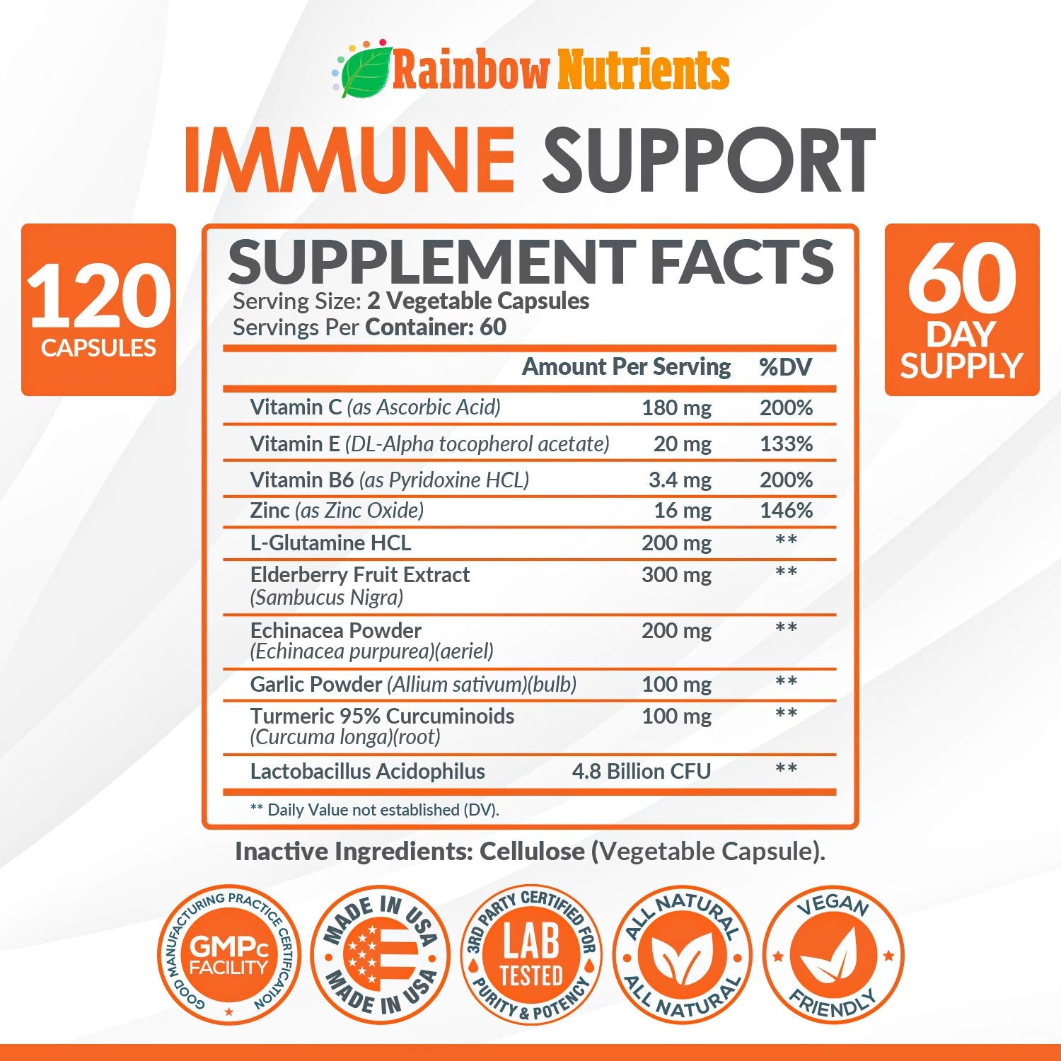 Rainbow Nutrients immune-support capsules ready for your daily wellness routine