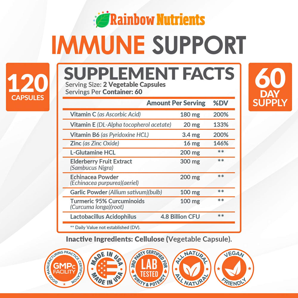 Rainbow Nutrients immune-support capsules ready for your daily wellness routine