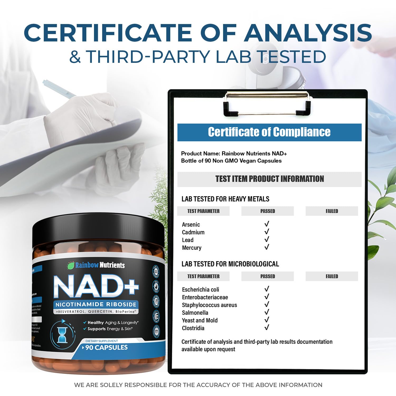 Rainbow Nutrients NAD+ Plus made in the USA with cGMP standards.