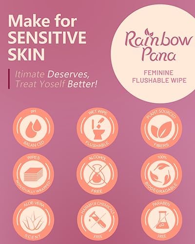 RainbowPana Feminine Wipes with Aloe Portulaca and vitamins for soothing cleansing