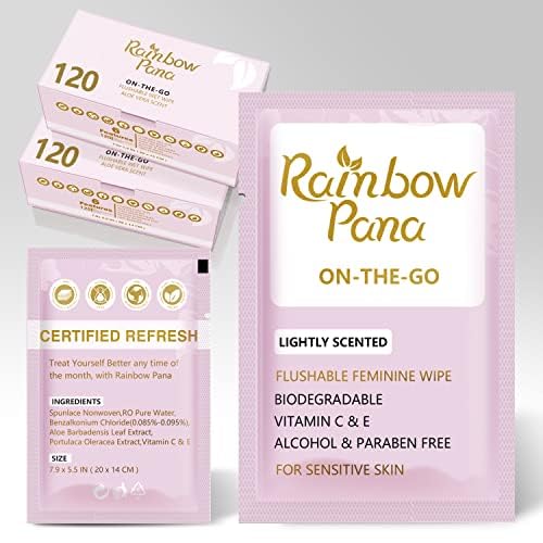 RainbowPana Feminine Wipes individually wrapped for on-the-go refreshing
