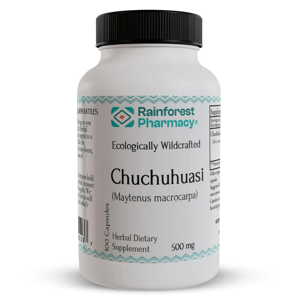Rainforest Pharmacy Chuchuhuasi bark capsules close-up for natural wellness support