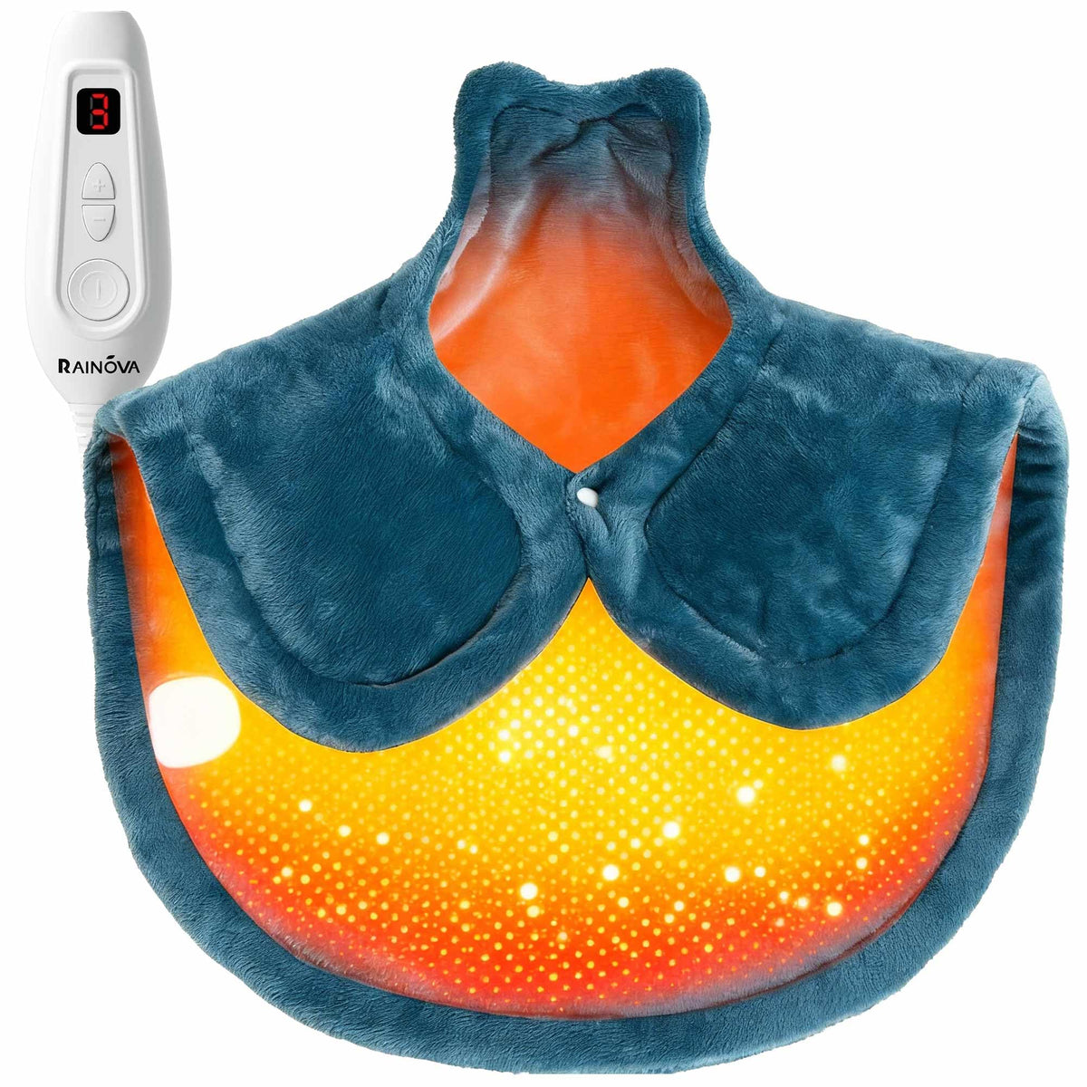 RAINOVA heating pad with full-body coverage for neck, back, and shoulders