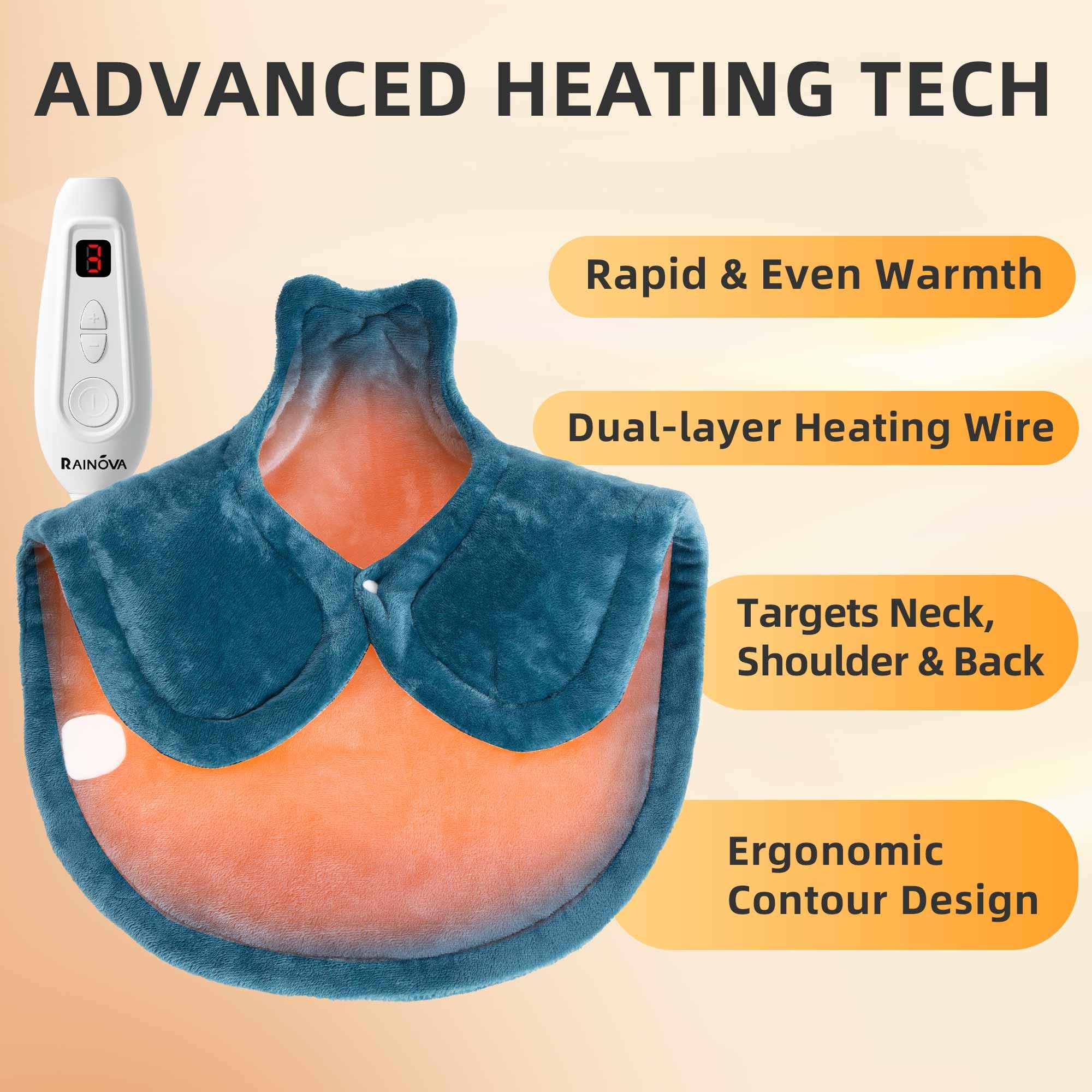 RAINOVA heating pad demonstrating rapid heating with adjustable settings