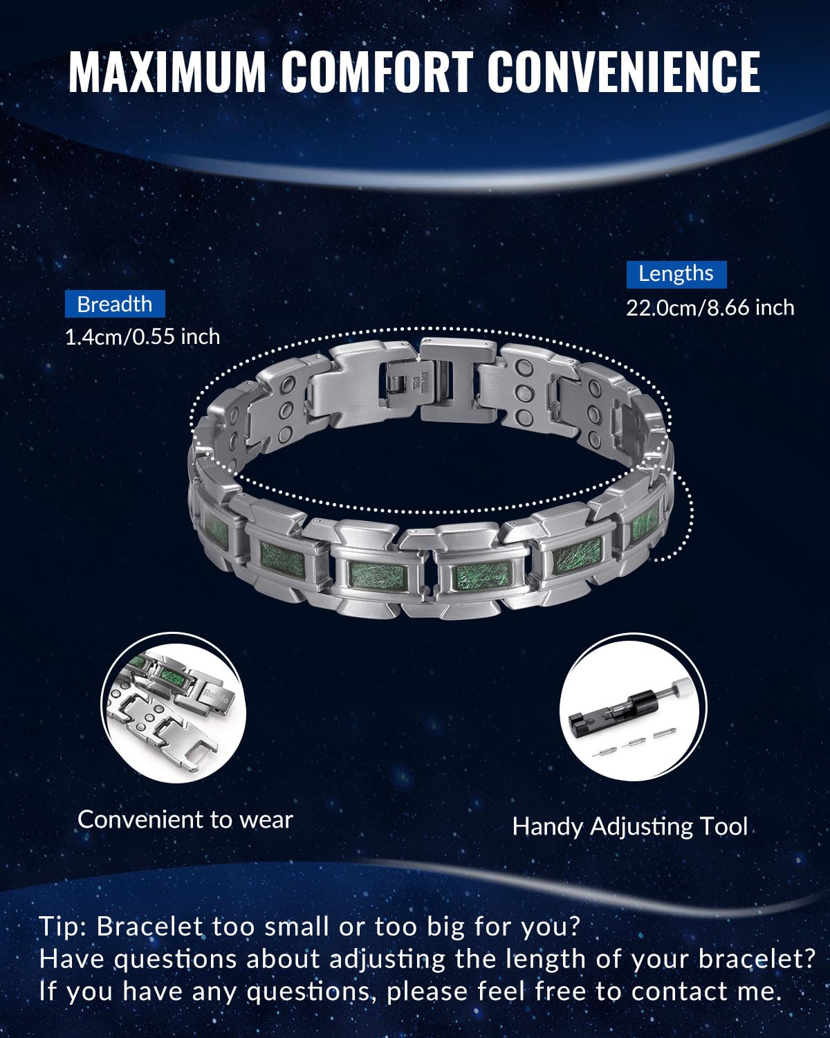 RainSo bracelet showing silver and green color combination for versatile styling