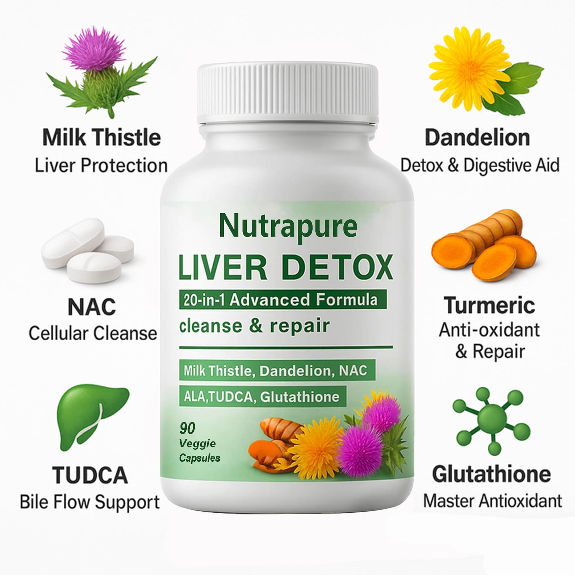 Raipult Liver Detox capsules ready to take for gentle, plant-based liver support.