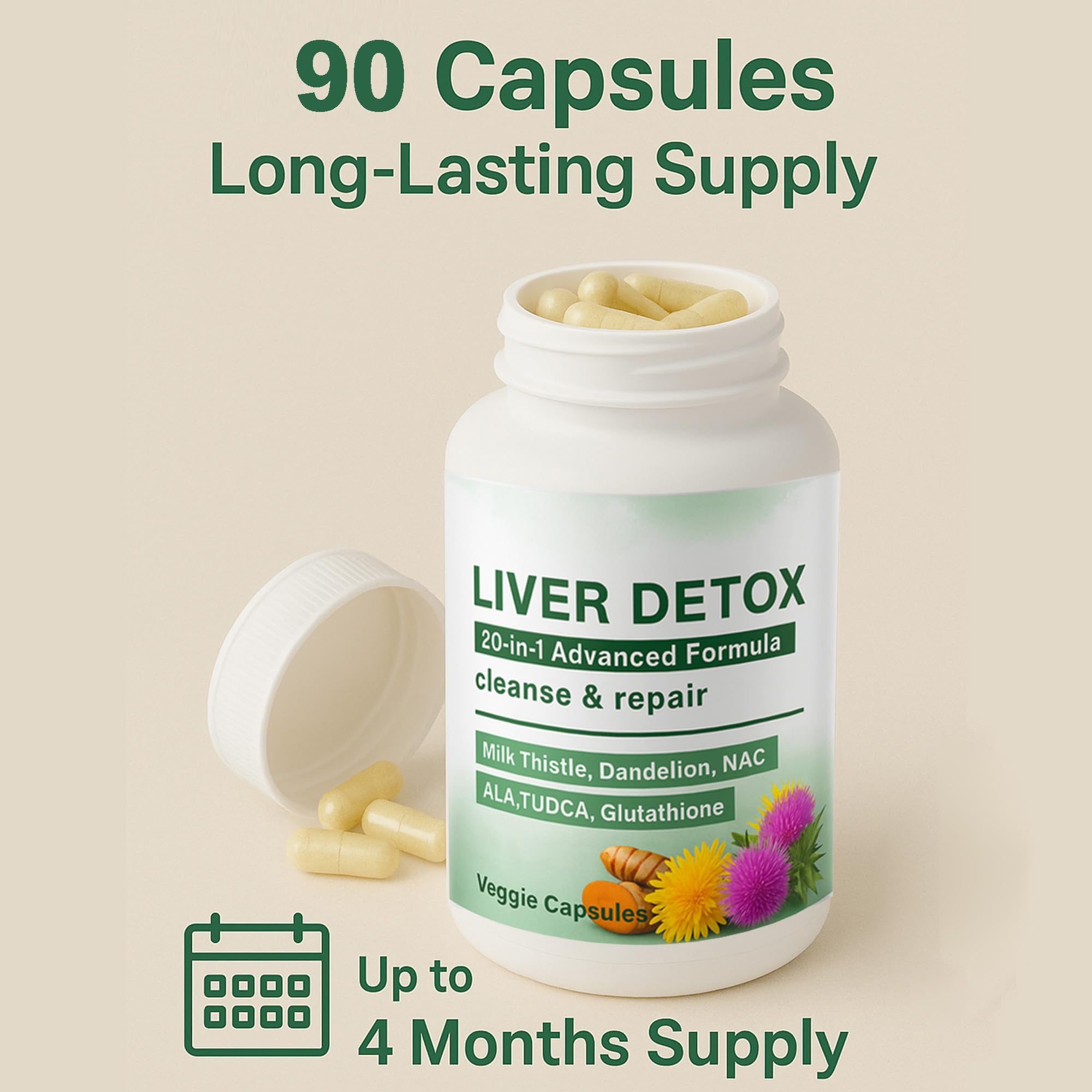 Raipult Liver Detox ingredient blend highlights Milk Thistle and Turmeric for digestive comfort.