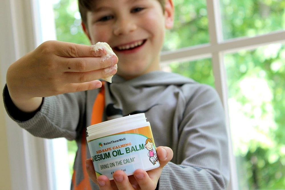 Close-up of calming balm texture swirl from Raise Them Well for quick absorption