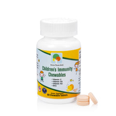 Raise Them Well vitamin C chewables in a bottle for easy daily use.