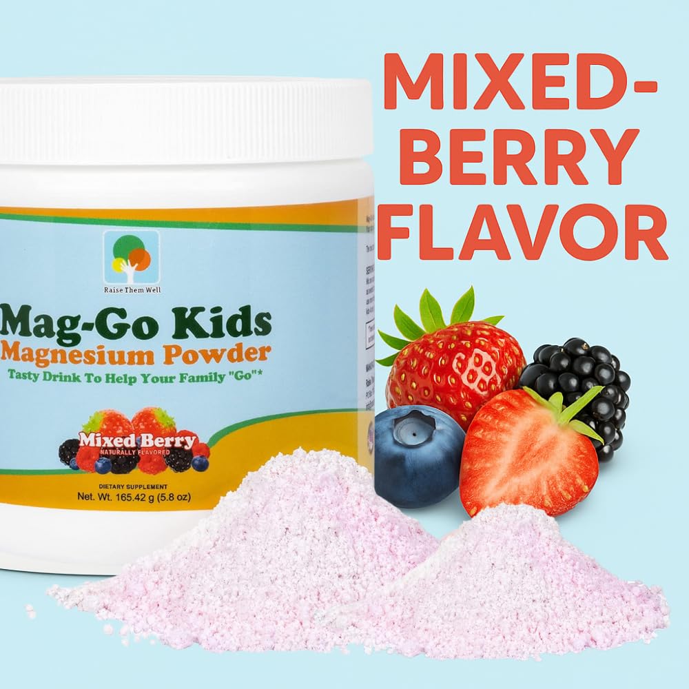 Raise Them Well Mag-Go Kids Magnesium Powder dissolving in a drink for easy mixing
