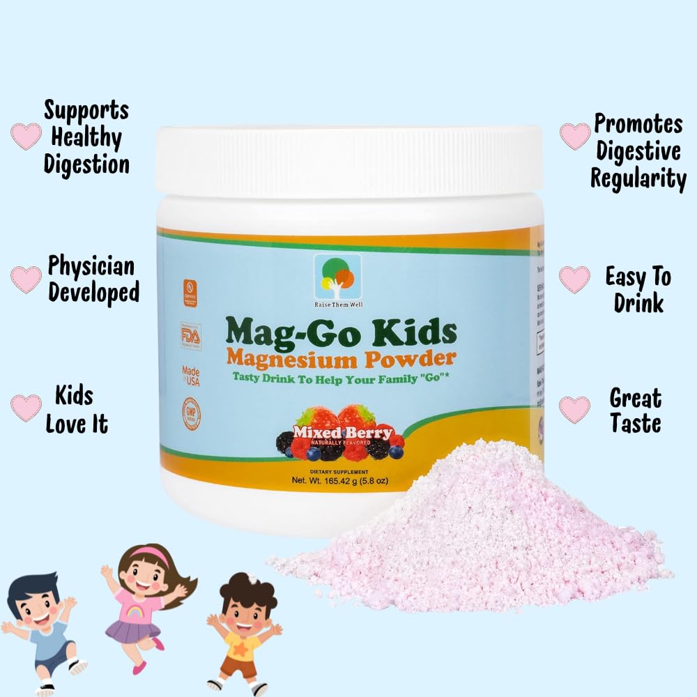Raise Them Well Mag-Go Kids Magnesium Powder unflavored option blends into beverages
