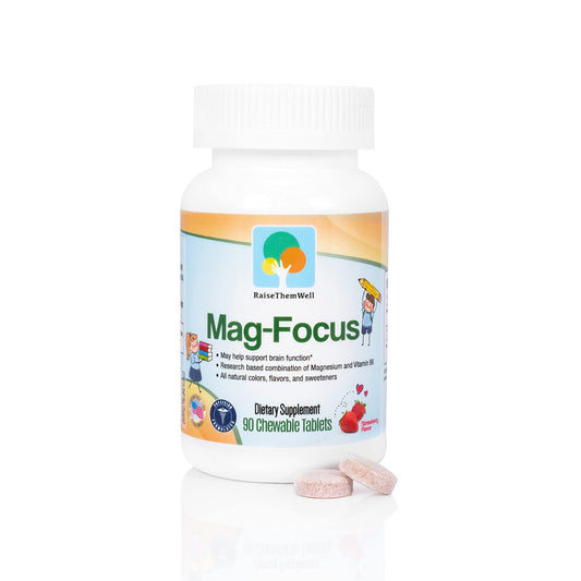 Raise Them Well magnesium focus strawberry chew closeup showing kid-friendly flavor