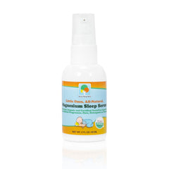 Raise Them Well magnesium sleep serum pump applied between the child's shoulders for calm.