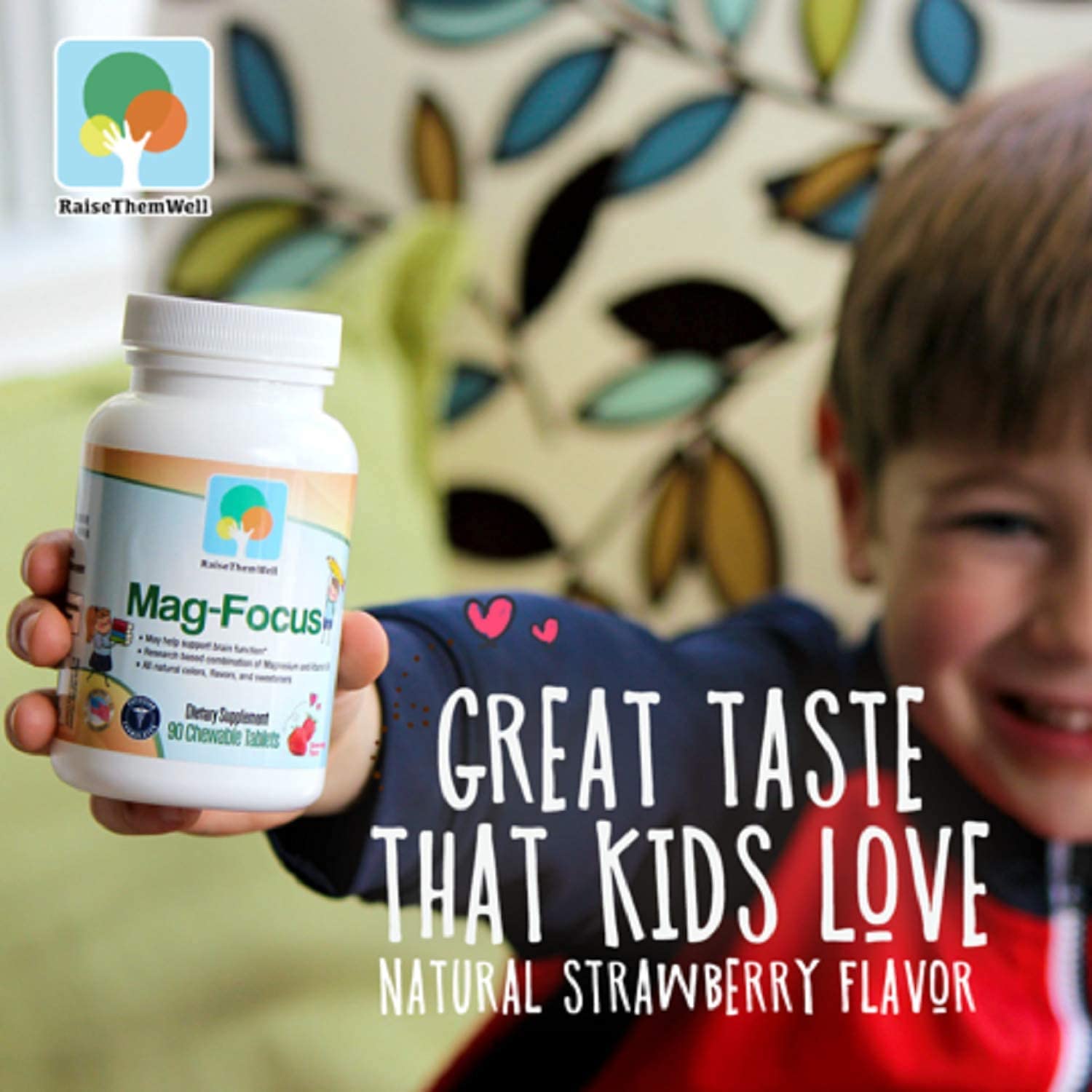 Raise Them Well natural strawberry flavor chew tablets with clean ingredients