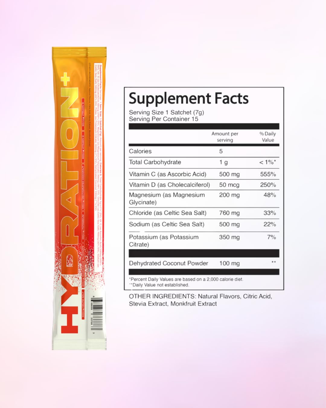Glass of water with Raised Hydration+ Peach powder dissolving for refreshing energy.