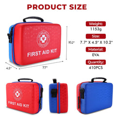 Raismile first aid kit fluorescent interior highlights supplies for fast retrieval.