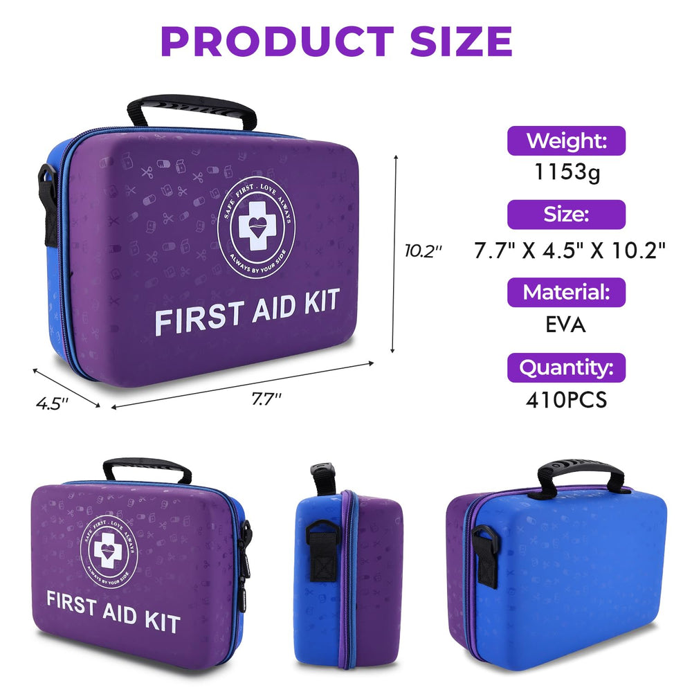 Raismile large first aid kit fluorescent interior coating improves visibility