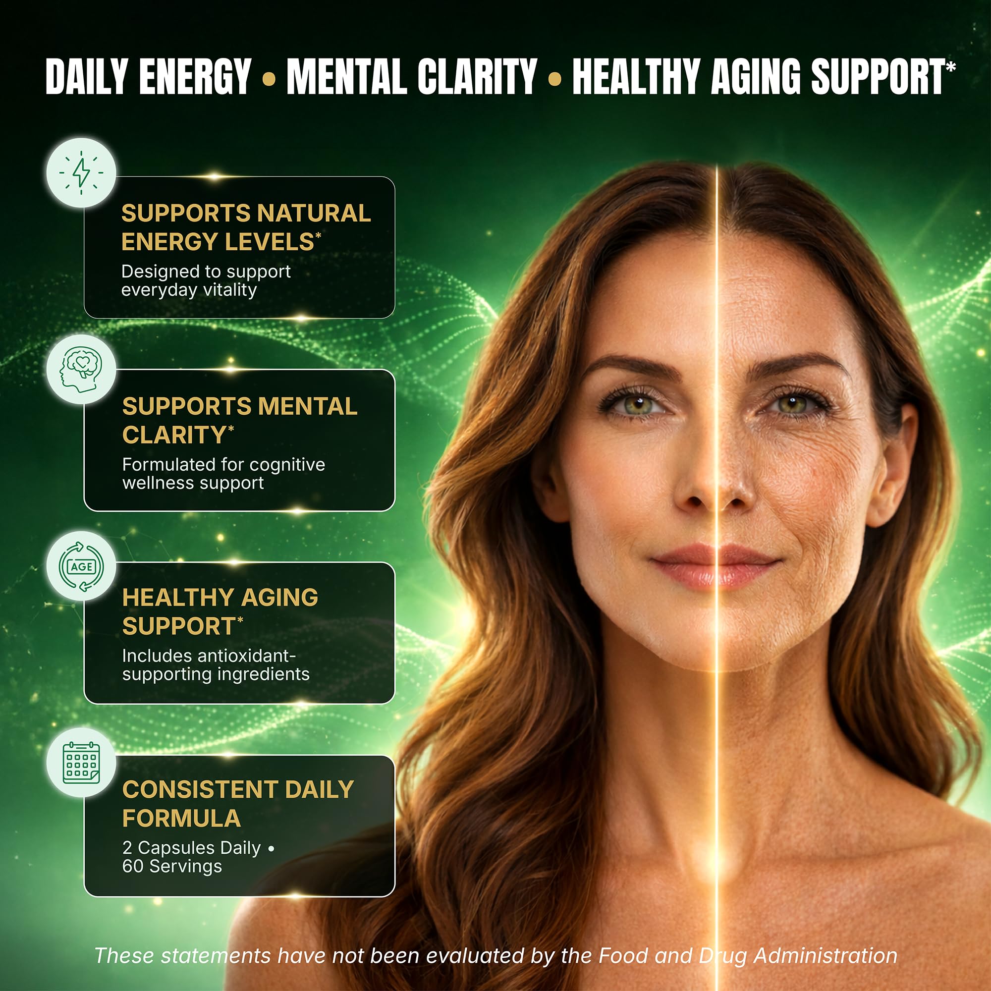 Raitera NAD+ capsules close-up shows soft capsules for convenient daily intake