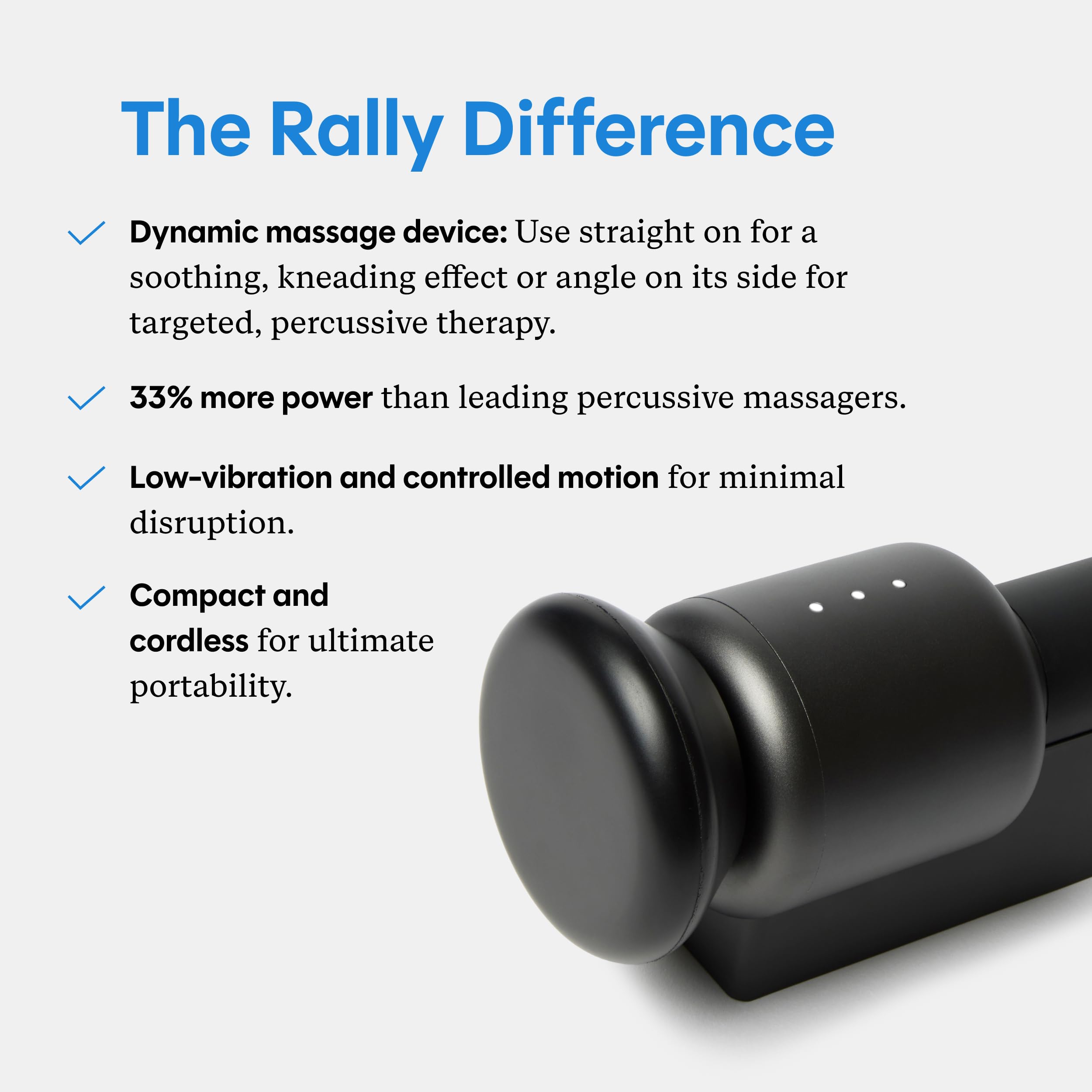 Rally Orbital Massager cordless, portable design for travel.