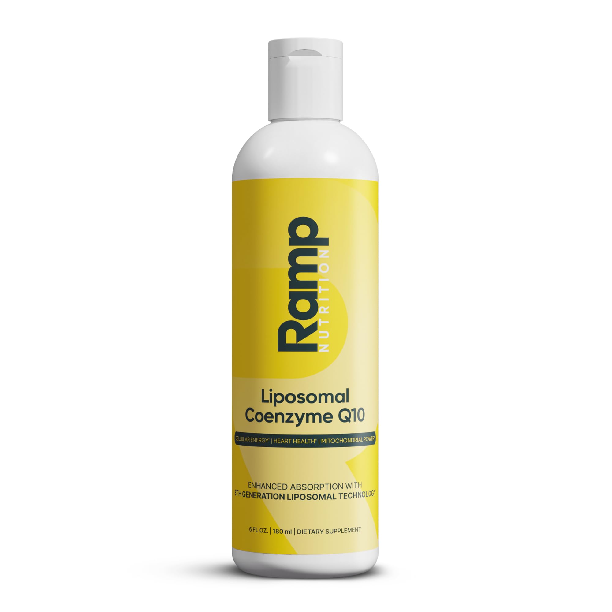 Ramp Nutrition Liposomal CoQ10 Liquid bottle front for daily energy support.