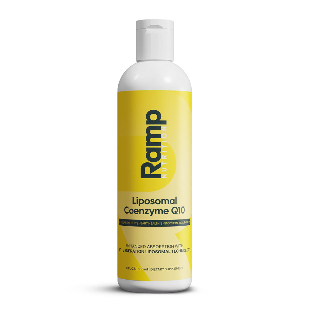 Ramp Nutrition Liposomal CoQ10 Liquid bottle front for daily energy support.
