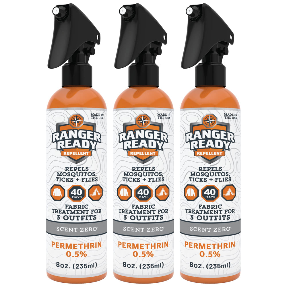 Ranger Ready Permethrin Spray bottle front view for unscented insect protection.