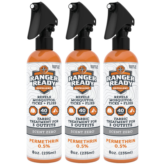 Ranger Ready Permethrin Spray bottle front view for unscented insect protection.