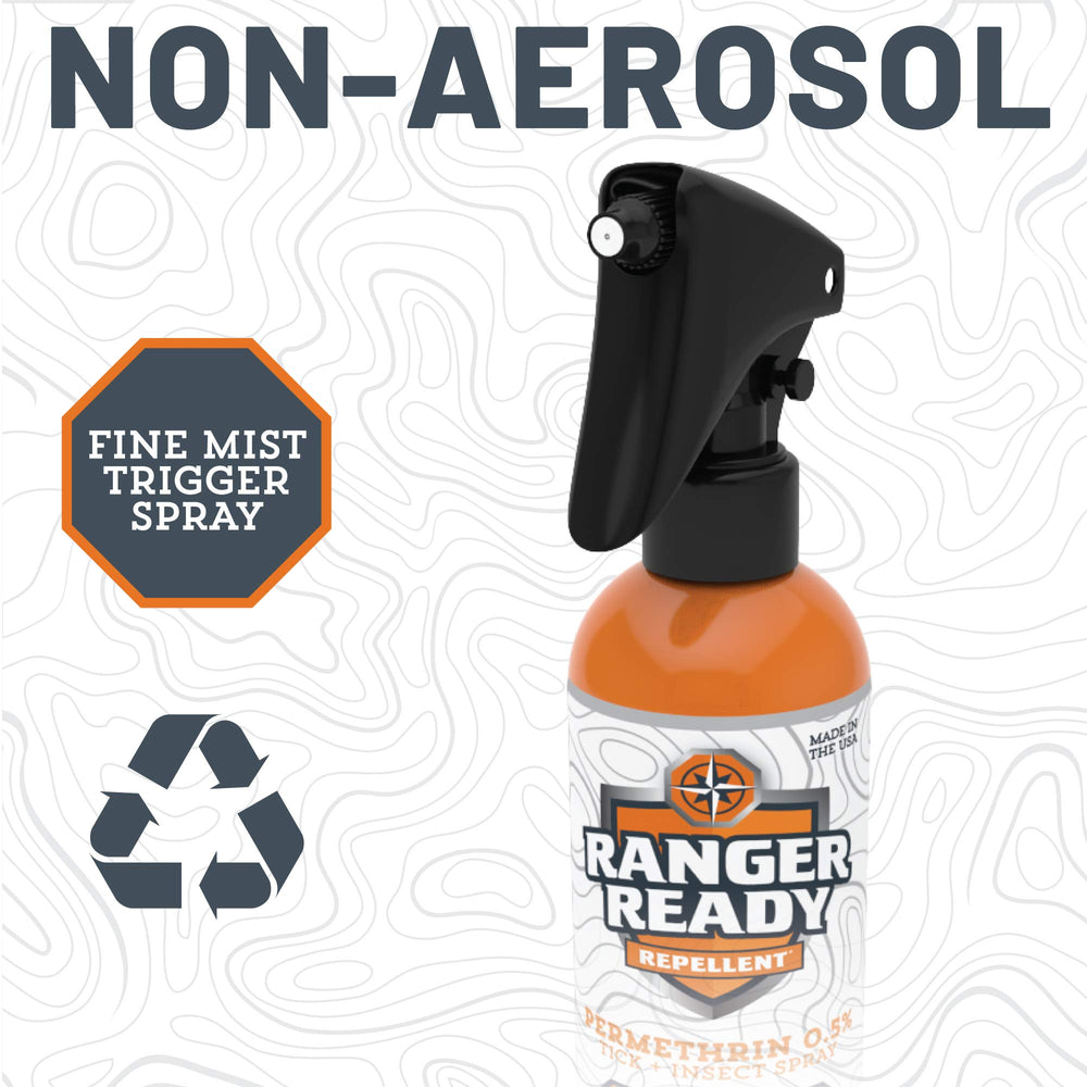 Fine mist spray from Ranger Ready Permethrin for even coverage.