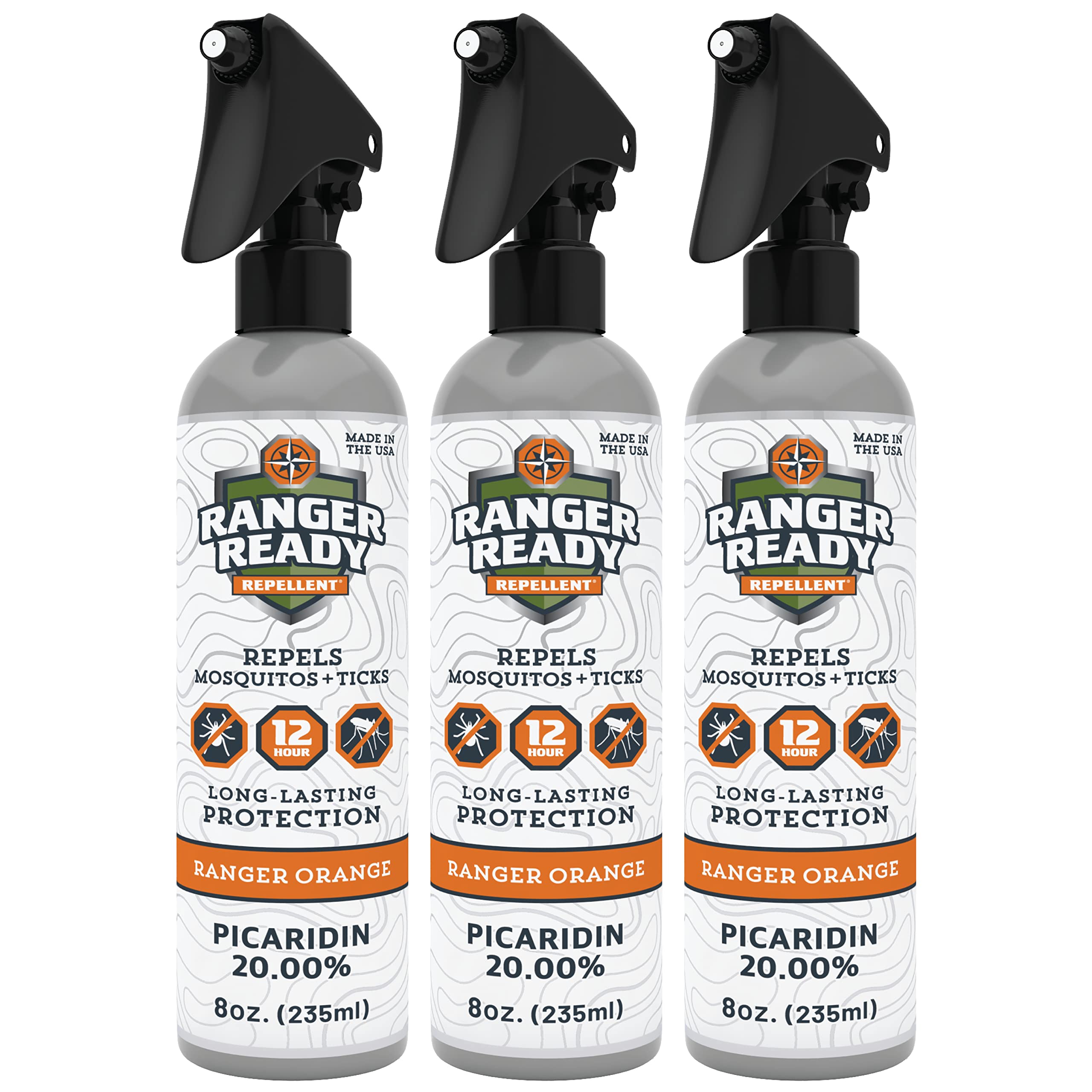 Ranger Ready Tick Spray orange 8oz bottle for outdoor protection