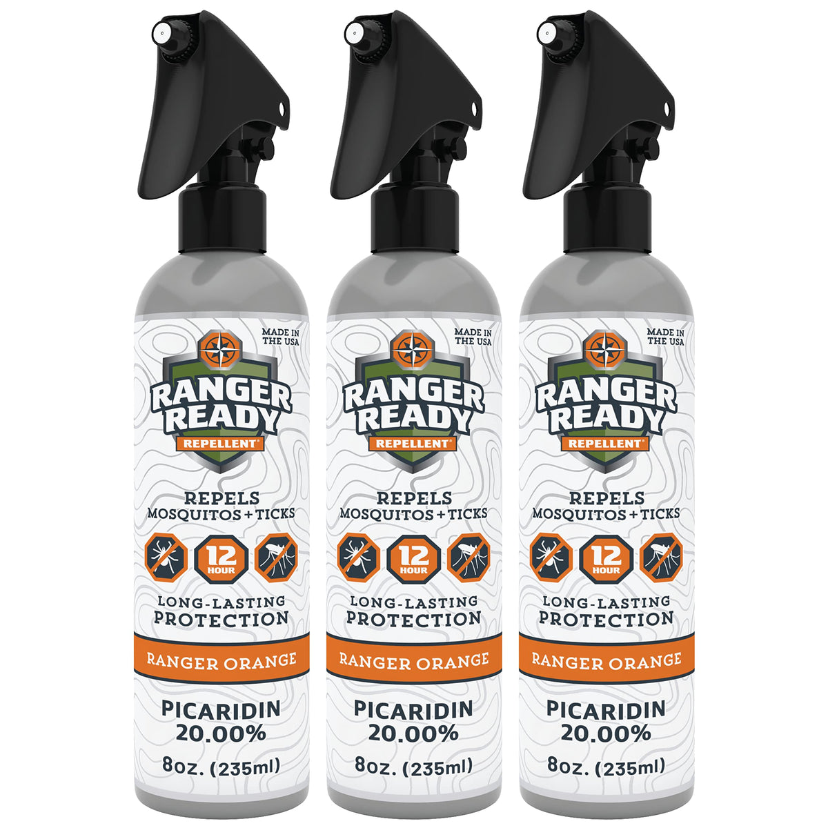 Ranger Ready Tick Spray orange 8oz bottle for outdoor protection