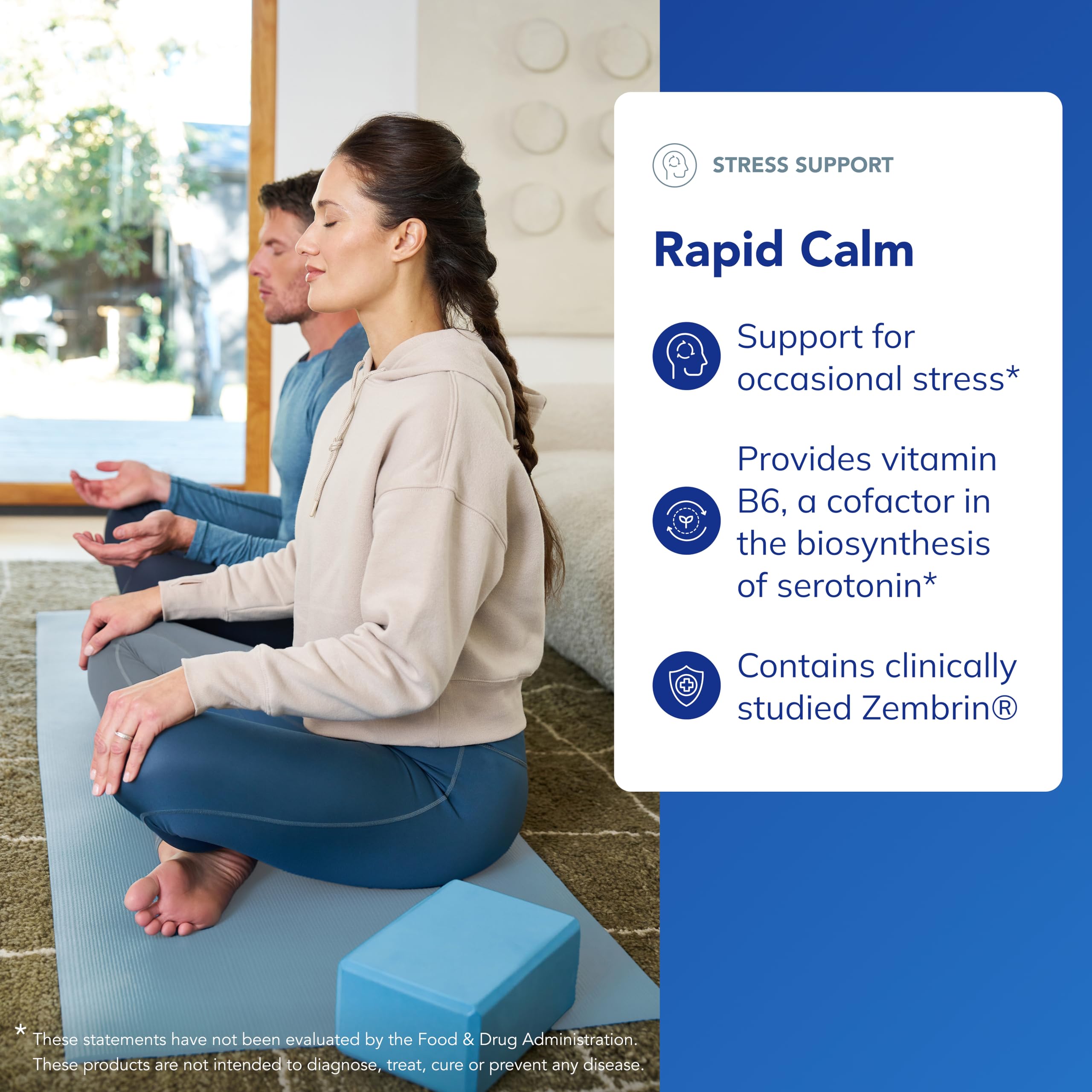 Rapid Calm packaging front highlighting vegan and non-GMO attributes.