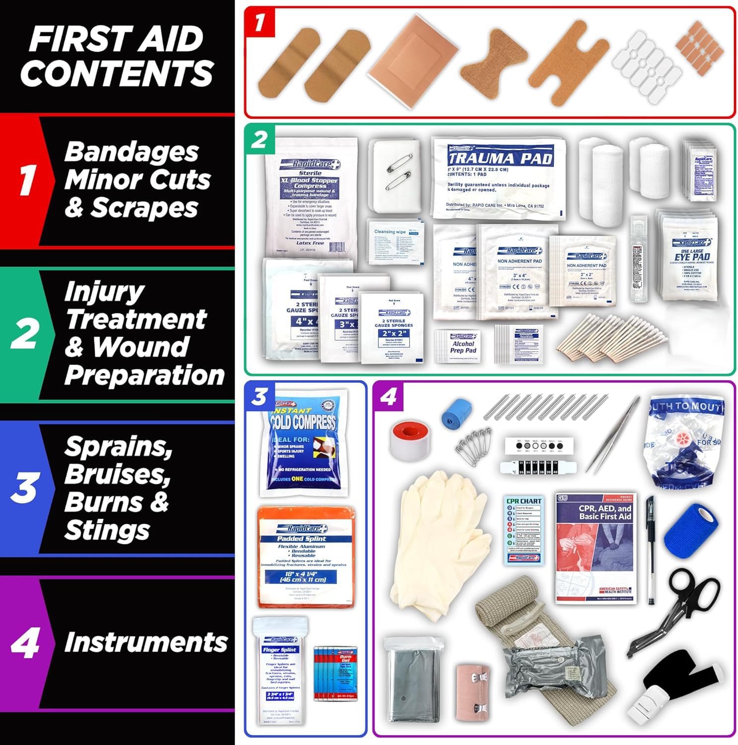 Rapid Care First Aid Kit Israeli bandage included for advanced trauma response
