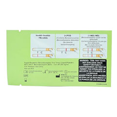 Rapid Response Benzodiazepines test strip result area shows a visual read.