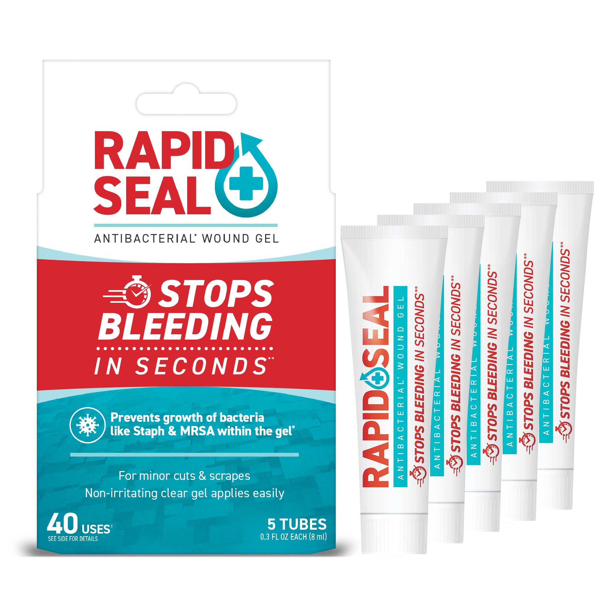 Rapid-Seal Wound Gel tubes pack ready for travel first aid.