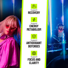 Ravemedy sleep-friendly formula bottle designed to unwind after dancing.