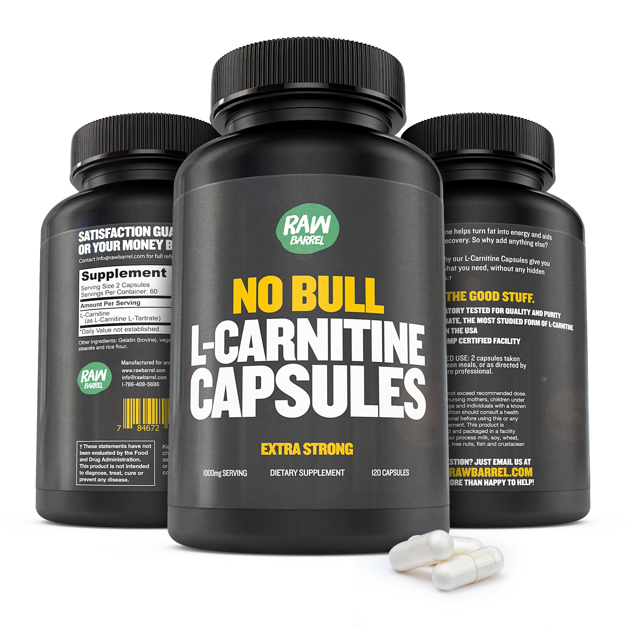 Raw Barrel No Bull L-Carnitine in glass bottle for Keto-friendly routines.