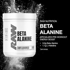 RAW Beta Alanine Powder scoop ready to measure for intense sets