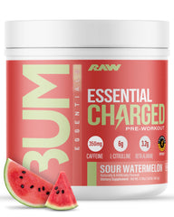 RAW Essential CHARGED Sour Watermelon bottle ready for a focused training session