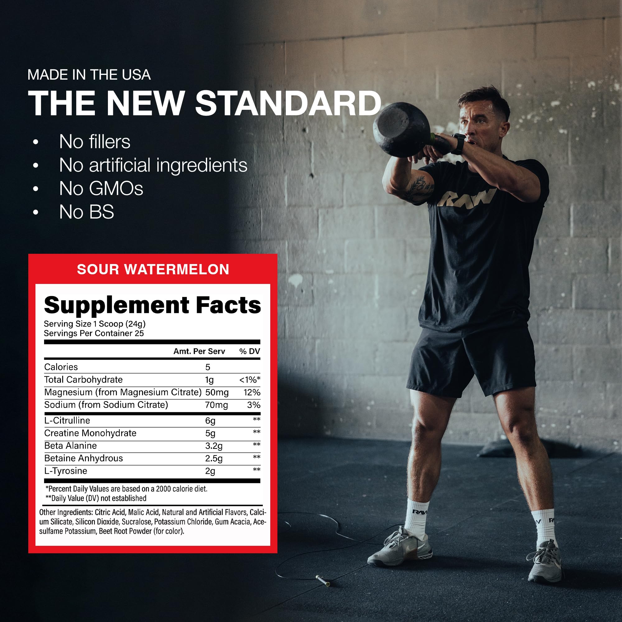 RAW Essential Performance serving tray setup showcases 25 servings for extended use.