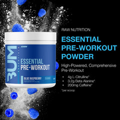 Blue Raspberry flavor label indicating refreshing pre-workout