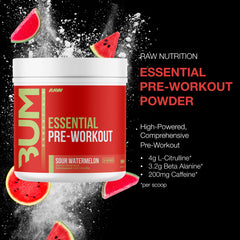 RAW Essential Pre-Workout scoop shown for easy dosing and quick flavor mix