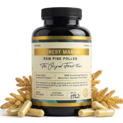 RAW Forest Foods Forest Manna pine pollen capsules bottle for daily vitality