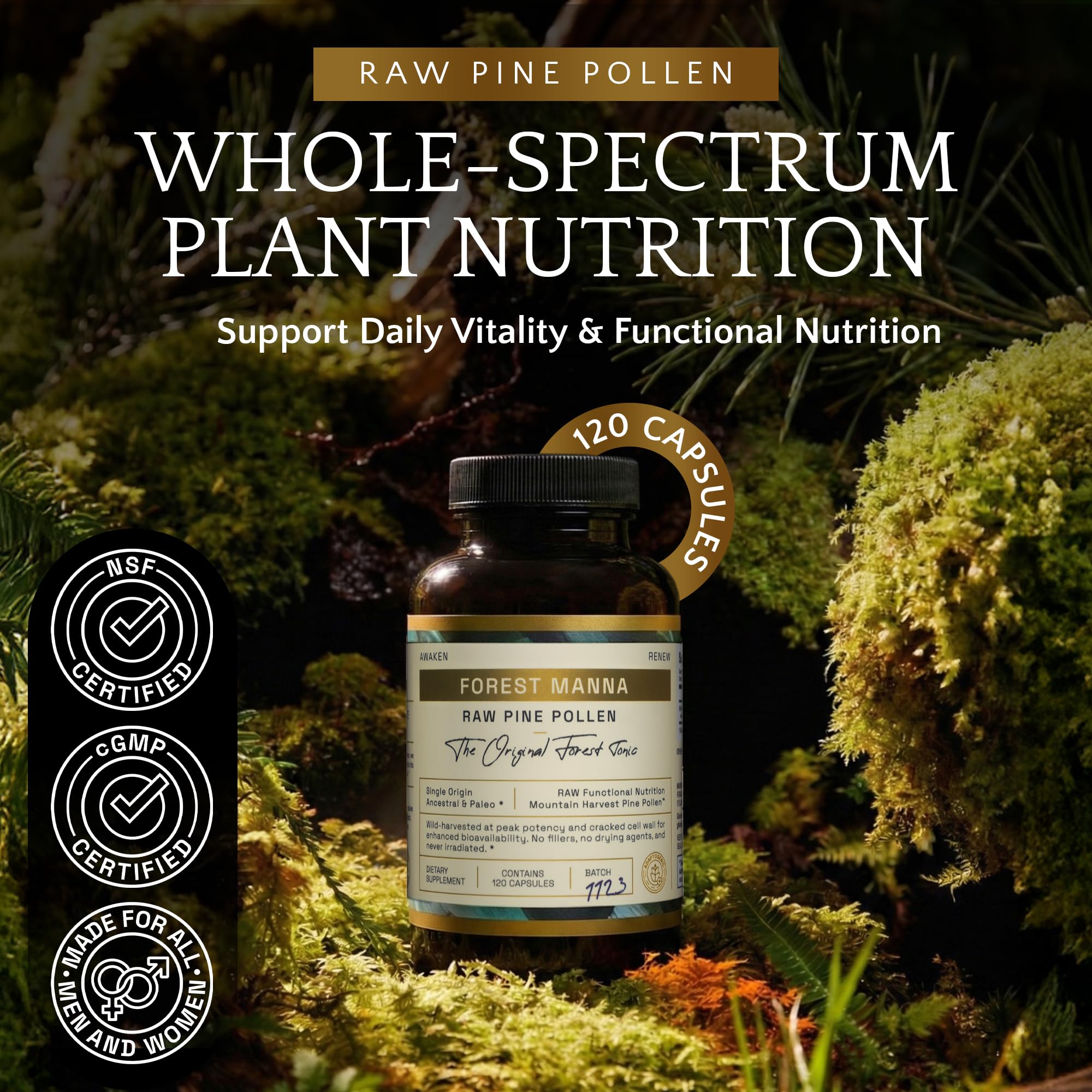 RAW Forest Foods Forest Manna capsules pour shows on-the-go convenience