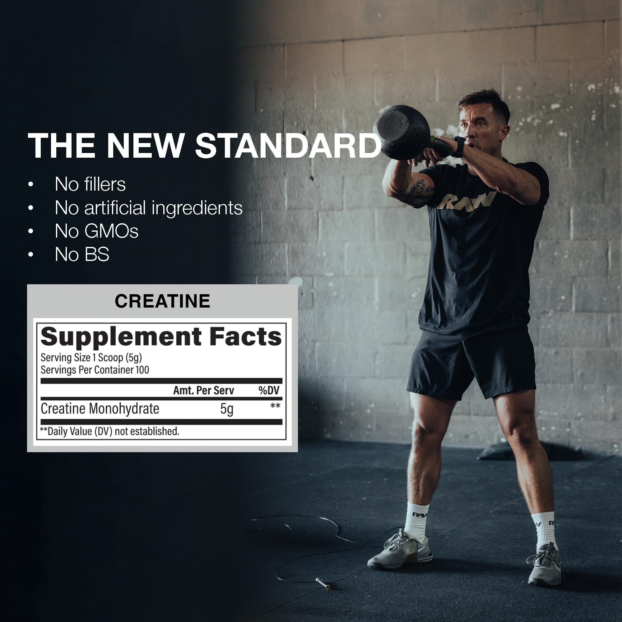 RAW Nutrition creatine monohydrate powder dissolving in water suggests quick integration.